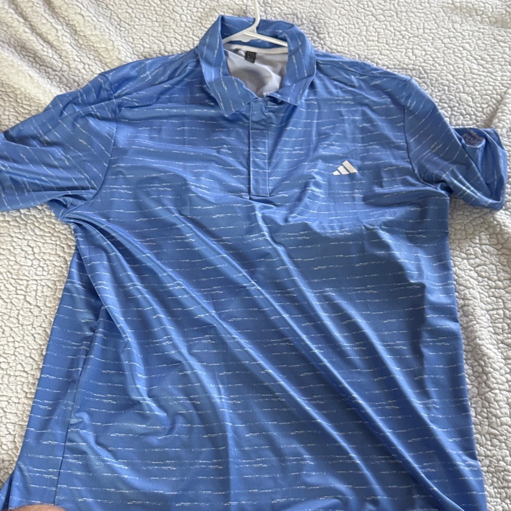 Adidas Men's Striped Blue Polo Shirt